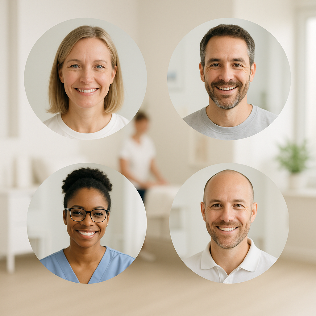 Udvikler i dialog med terapeut i lyst klinikmiljø